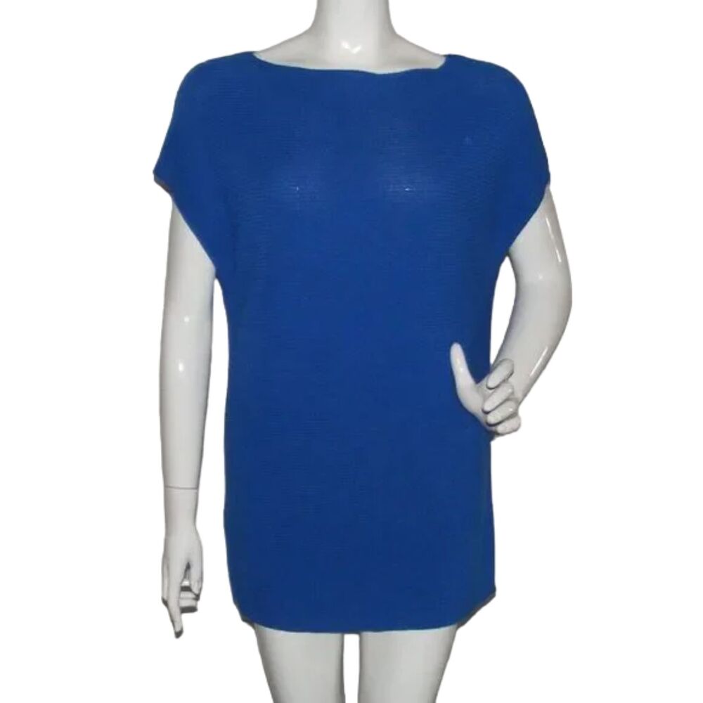 TOMMY BAHAMA Knit Top/Swim Cover, M, Blue, Sleeveless, Wide neck